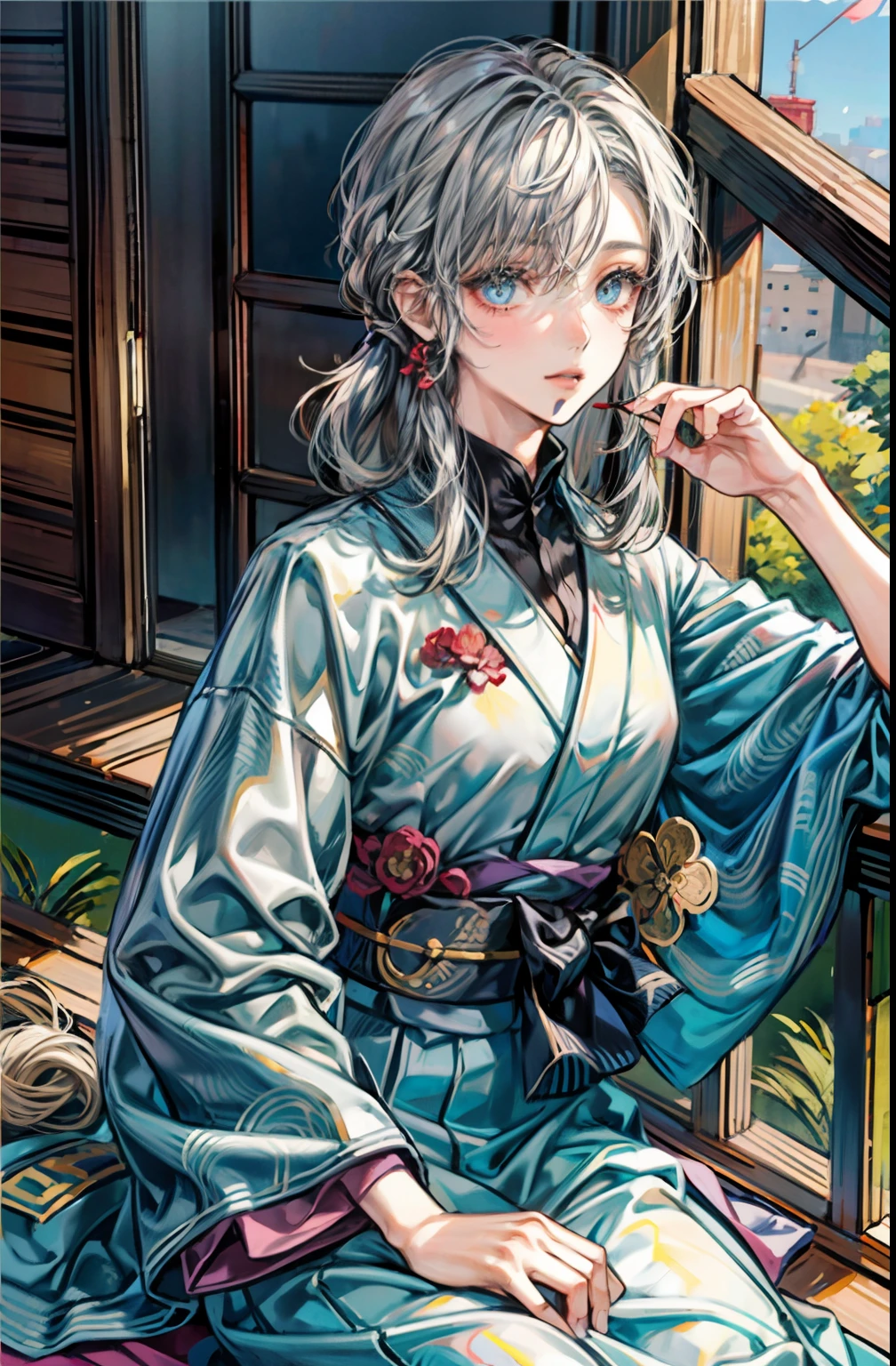 master part, melhor qualidade, alta qualidade, 2Meninos,10yo, , duo, Foco masculino, corpo inteiro, Olhando para o Viewer, cabelos amarelos,cabelo espetado, Sem camisa, usando yukata, smork vapor, Japan style, anime coloring, Shy, casa estilo muji, Rosto detalhado, Japan style, Friend's so shy, amigo cabelos brancos, amigo cabelo espetado, topless