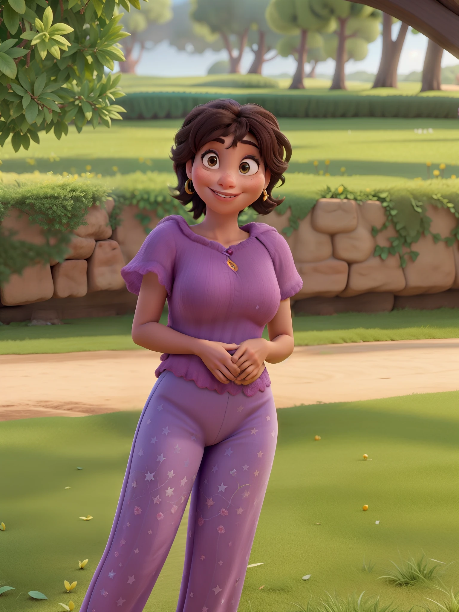 Uma mulher morena estilo Disney pixar, alta qualidade, melhor qualidade