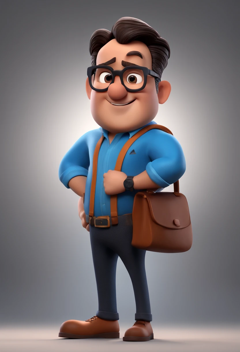 Cartoon character of a man with black glasses and a blue shirt, animation character, Caractere estilizado, animation style rendering, 3D estilizado, Arnold Maya render, 3 d render stylized, toon render keyshot, Personagem 3D, Personagem 3D, 3d rendering stylized, 3 d character render, personagem de desenho animado, Personagem de close up, Pose de personagem,  (Estilo Pixar) (master part:1.2) (Bokeh) (best quality) (pele detalhada) (textura detalhada) (8k) (argila) (Cinematic lighting) (foco nítido