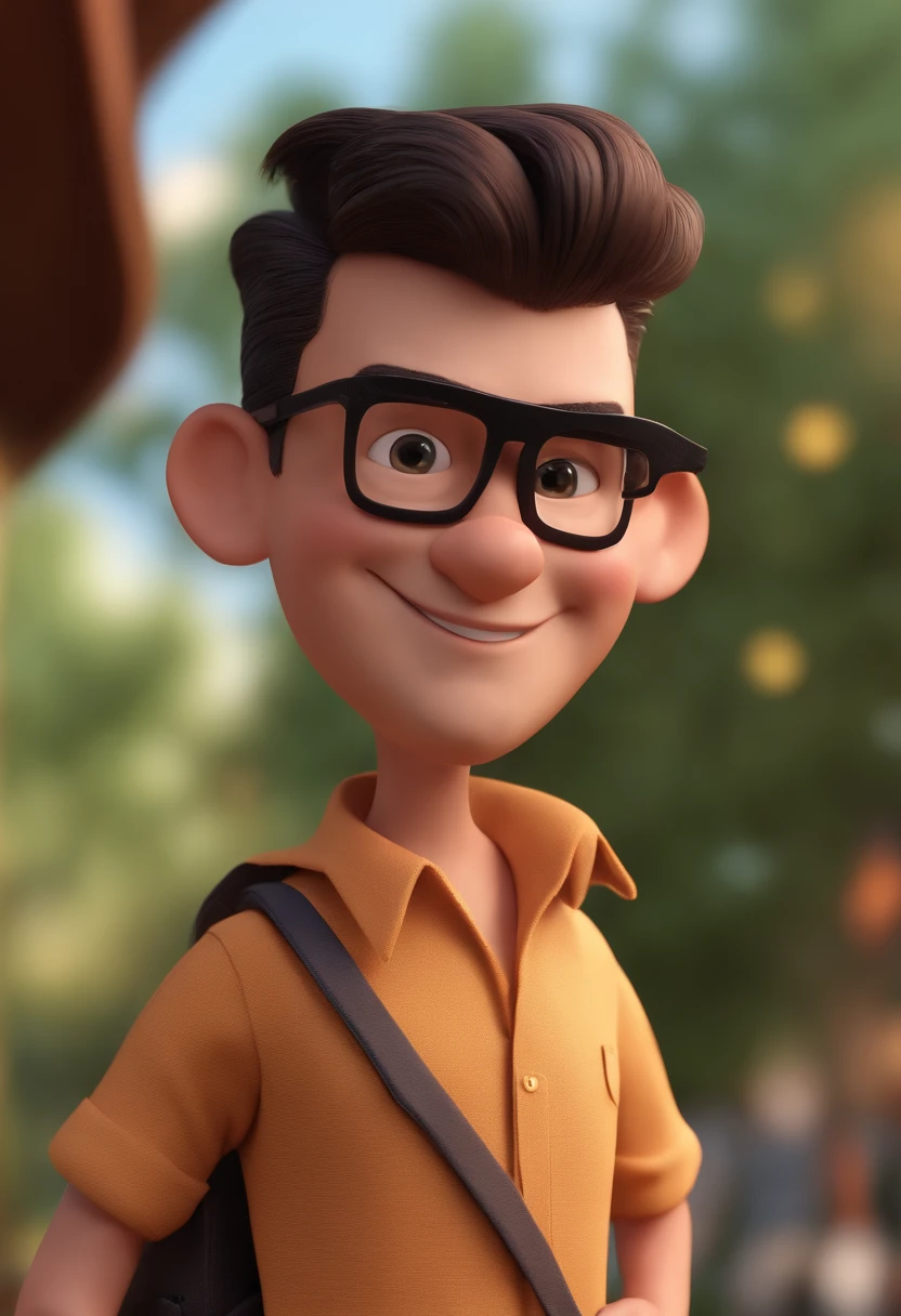 Cartoon character of a man with black glasses and a blue shirt, animation character, Caractere estilizado, animation style rendering, 3D estilizado, Arnold Maya render, 3 d render stylized, toon render keyshot, Personagem 3D, Personagem 3D, 3d rendering stylized, 3 d character render, personagem de desenho animado, Personagem de close up, Pose de personagem, (Estilo Pixar) (master part:1.2) (Bokeh) (best quality) (pele detalhada) (textura detalhada) (8k) (argila) (Cinematic lighting) (foco nítido