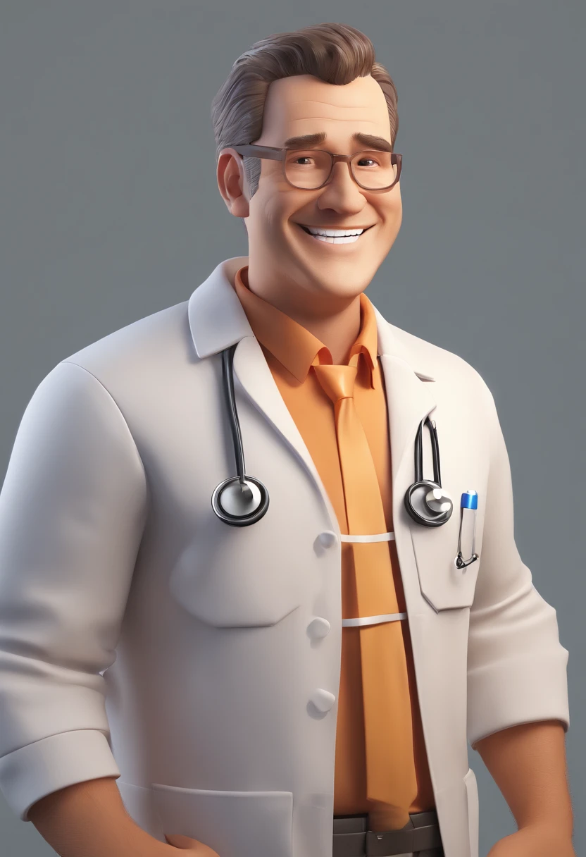 Smiling Man Illustration, Doctor Happy, com dedo do meio grande