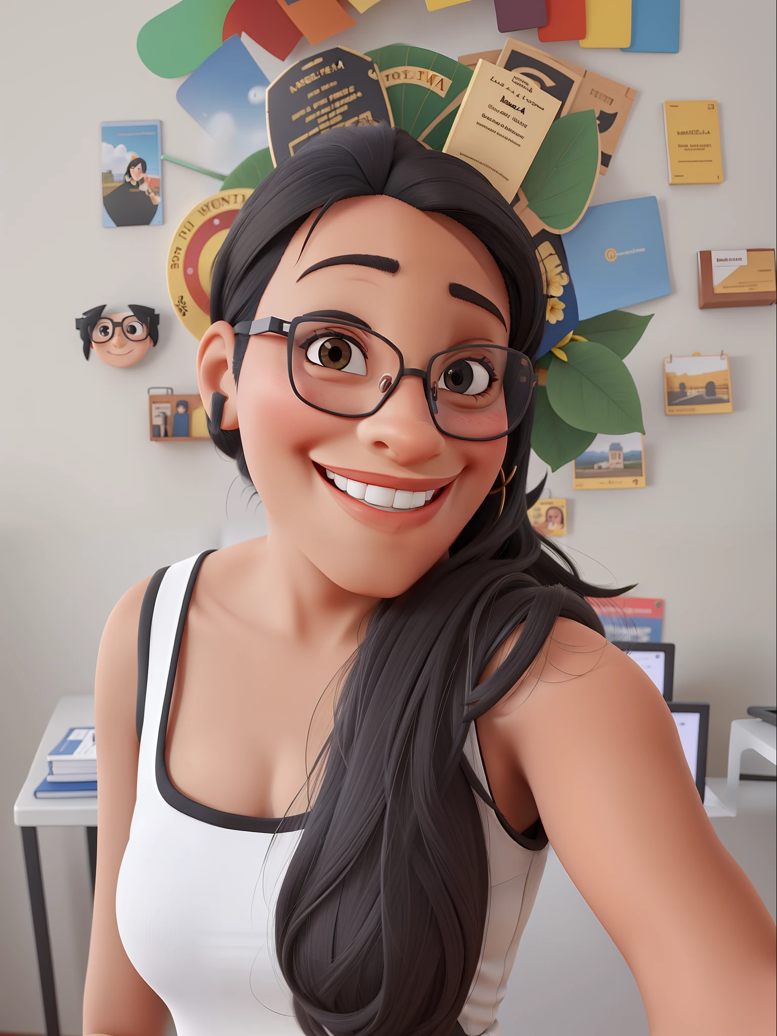 Mulher, negra, lisa, Glasses and smiling