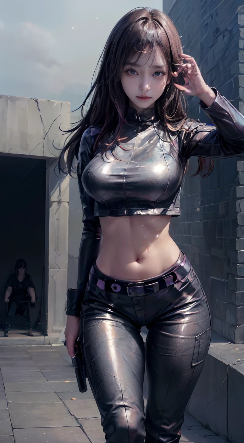 Masterpiece, Superb Girl, Cute Girl, goddess, Bust, High Detail Eyes, Perfect Eyes, full body, sensual futuristic black leather clothes, black leather shorts, off shoulders black bodice, thigh gap, slim thighs, navel, hips and groin showing, open legs, High Detail Face, Same Eyes, Glare, Rainbow Color, Global Illumination, Soft Light, Dream Light, Digital Painting, 8K Close-up, Fantasy, Night Sky, Stars, Nebula, White Crystal, Moonlight, Serenity, Summer, (8K:1.1)