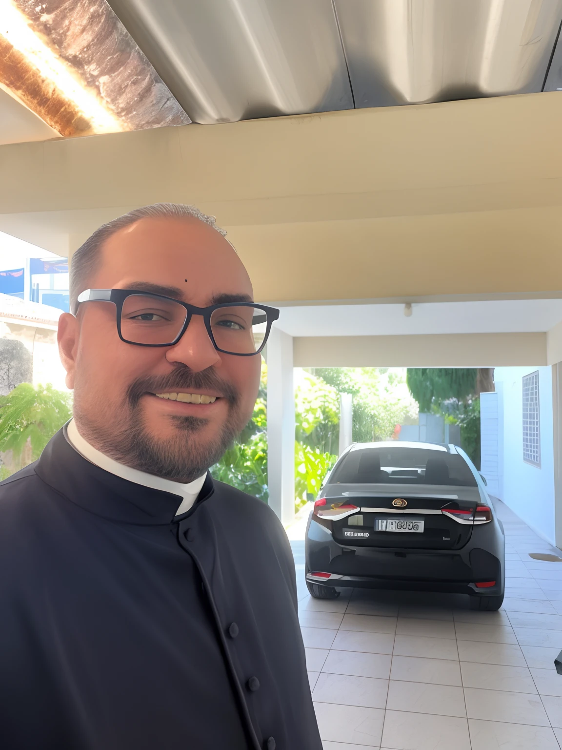 Homem de Arafed com um manto de clero ????? parado em uma garagem, José Moncada, Henry Alvim Correa, icaro carvalho, Cristiano Orrillo, Postagem no Reddit, tirado no iphone 14 pro, Directed by: Felipe Seade, david rios ferreira, Salustiano Garcia Cruz, Directed by: Daniel Lieske, Esteban Maroto