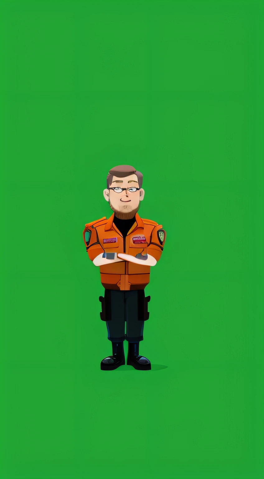 a close up of a cartoon character of a man with a jacket, rotoscoped, rotoscoping, frontal pose, upper body avatar, james cameron avatar style, full - body portrait of a ranger, chibi, rotoscope, charicature, character design police man, character design police man!!, official modern animation, harry volk clip art style