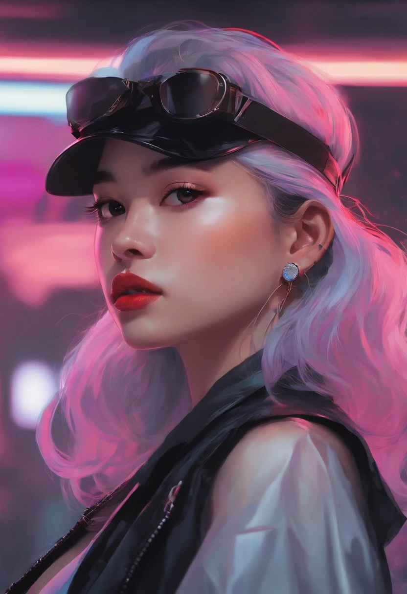 a close up of a person with a headband on, arte digital inspirada em Yanjun Cheng, Tumblr, arte digital, vibrant fan art, Retrato Lofi, Arte no estilo de Guweiz, neo vaporwave |, pintura digital colorida, cyber aesthetic, portrait of kpop idol, Yanjun Chengt, Digital anime illustration, Retrato NFT, arte digital do anime cyberpunk.