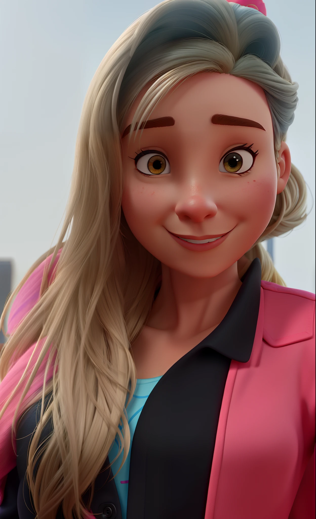 Uma mulher com o corpo e vestimentas da mulher maravilha estilo Disney pixar boa qualidade e melhor qualidade