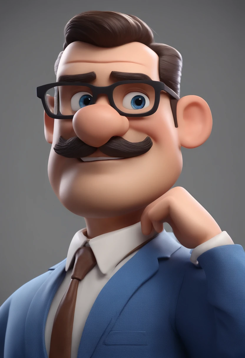Cartoon character of a man with black glasses and a blue shirt, animation character, Caractere estilizado, animation style rendering, 3D estilizado, Arnold Maya render, 3 d render stylized, toon render keyshot, Personagem 3D, Personagem 3D, 3d rendering stylized, 3 d character render, personagem de desenho animado, Personagem de close up, Pose de personagem,  (Estilo Pixar) (master part:1.2) (Bokeh) (best quality) (pele detalhada) (textura detalhada) (8k) (argila) (Cinematic lighting) (foco nítido