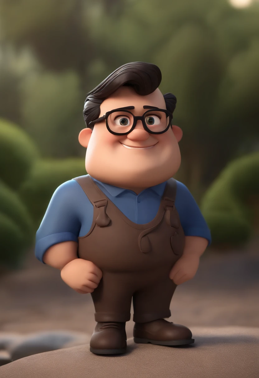 Cartoon character of a man wearing black glasses and a blue shirt, um personagem animado, Caractere estilizado, animation style rendering, 3D estilizado, Arnold Maya render, 3 d render stylized, toon render keyshot, Personagem 3D, Personagem 3D, 3d rendering stylized, 3 d character render, personagem de desenho animado, Personagem de close up, Pose de personagem, (Estilo Pixar) (master part:1.2) (Bokeh) (best quality) (pele detalhada) (textura detalhada) (8k) (argila) (Cinematic lighting) (foco nítido,Senta e vaza a parte superior do corpo