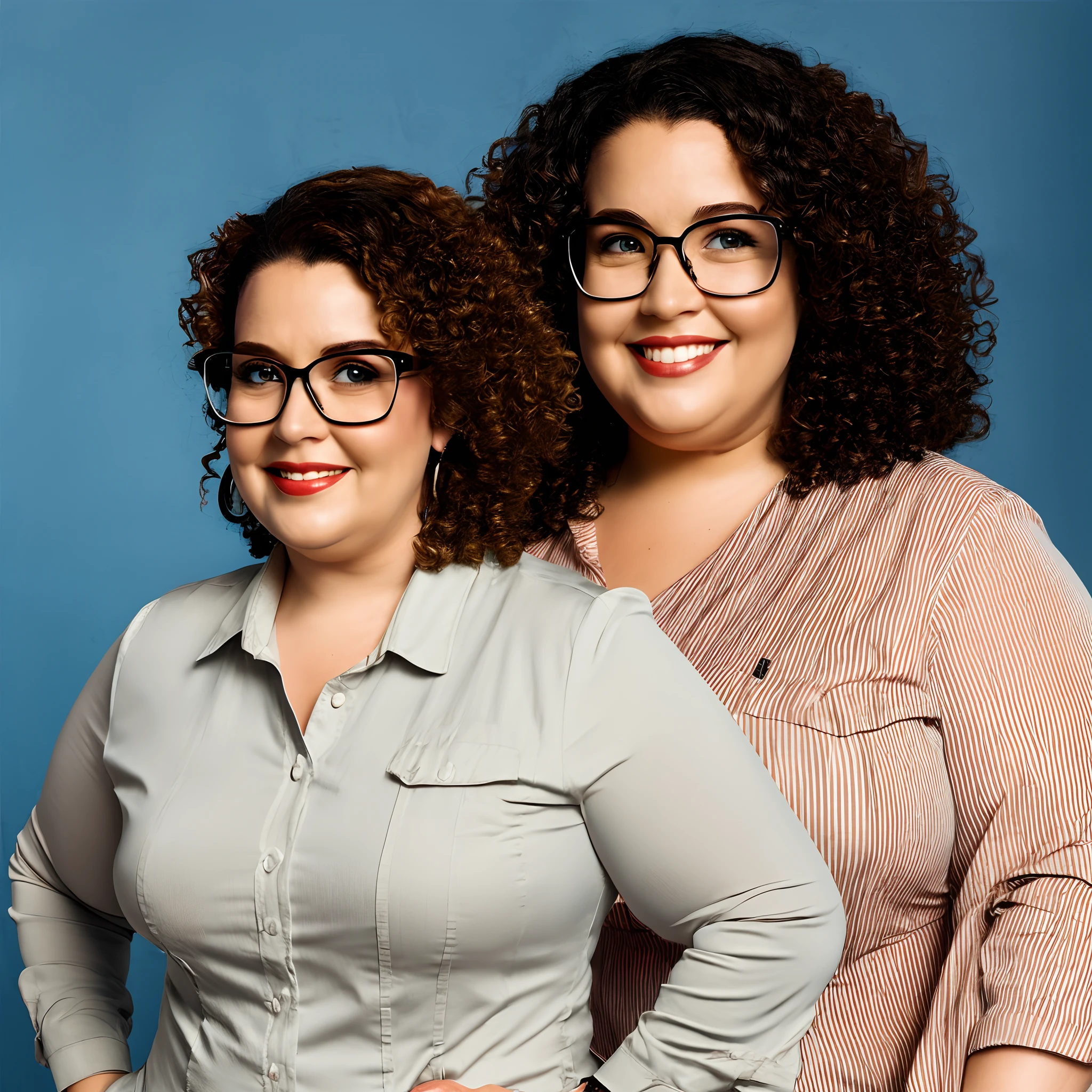 Disney Pixar woman plus size therapist with black square glasses and light brown curly hair with white skin and home office