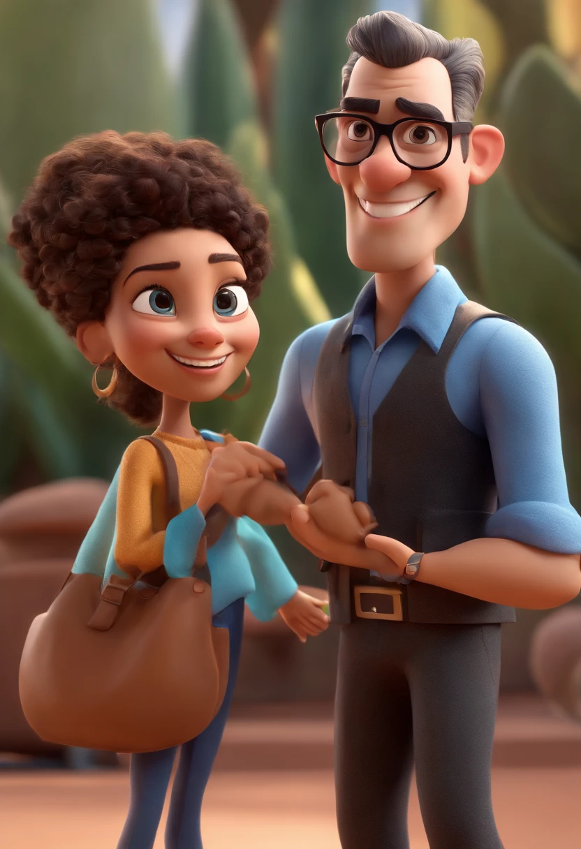 Cartoon character of a man with black glasses, cabelo cacheado marrom escuro e uma camisa azul, animation character, Caractere estilizado, animation style rendering, 3D estilizado, Arnold Maya render, 3 d render stylized, toon render keyshot, Personagem 3D, Personagem 3D, 3d rendering stylized, 3 d character render, personagem de desenho animado, Personagem de close up, Pose de personagem, (Estilo Pixar) (master part:1.2) (Bokeh) (best quality) (pele detalhada) (textura detalhada) (8k) (argila) (Cinematic lighting) (foco nítido