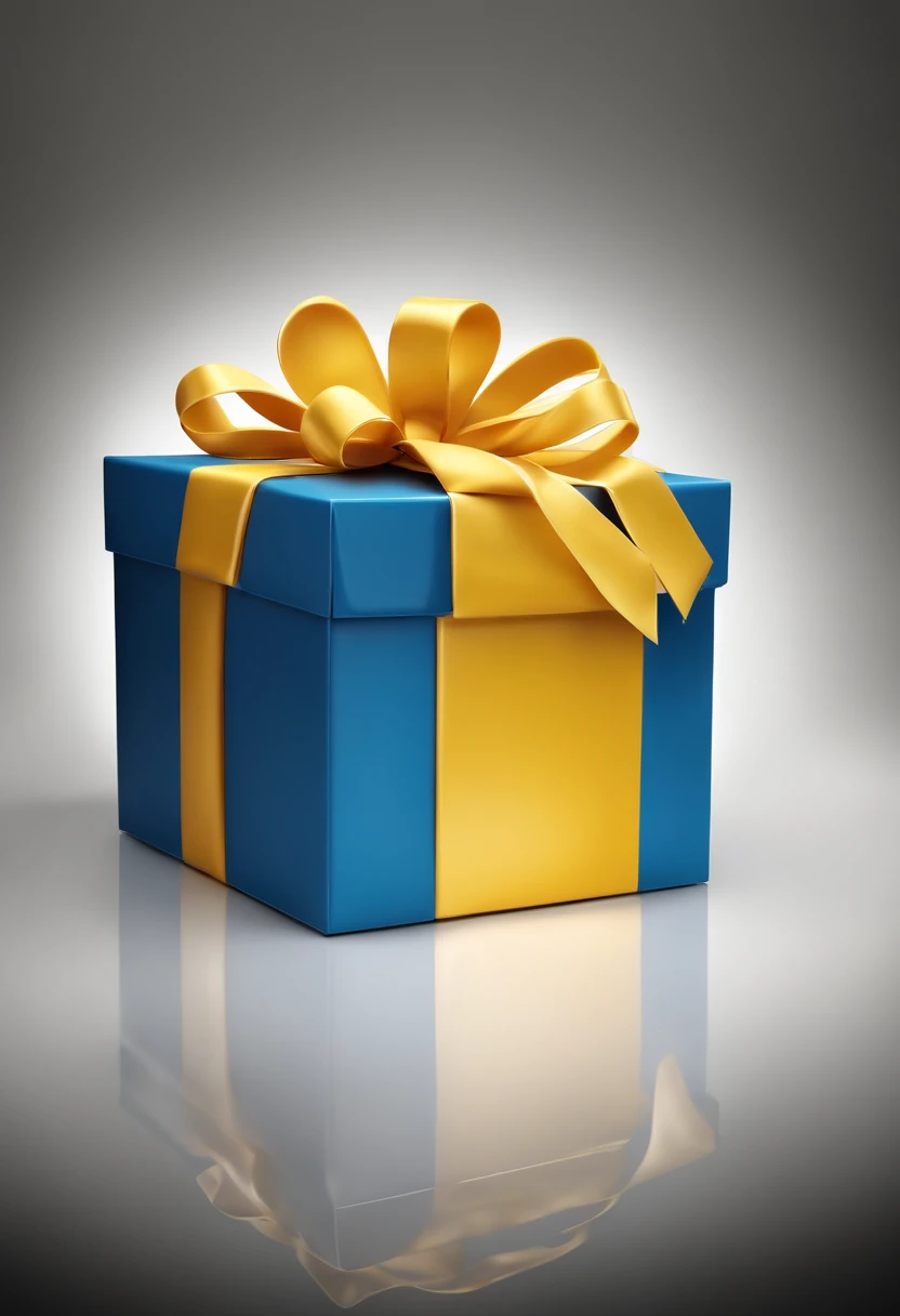 1 light yellow gift box, blue fastener, white background