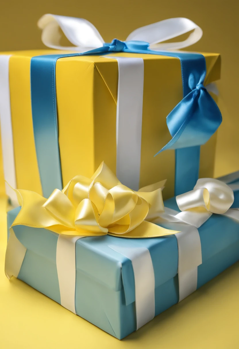 1 light yellow gift box, blue fastener, white background