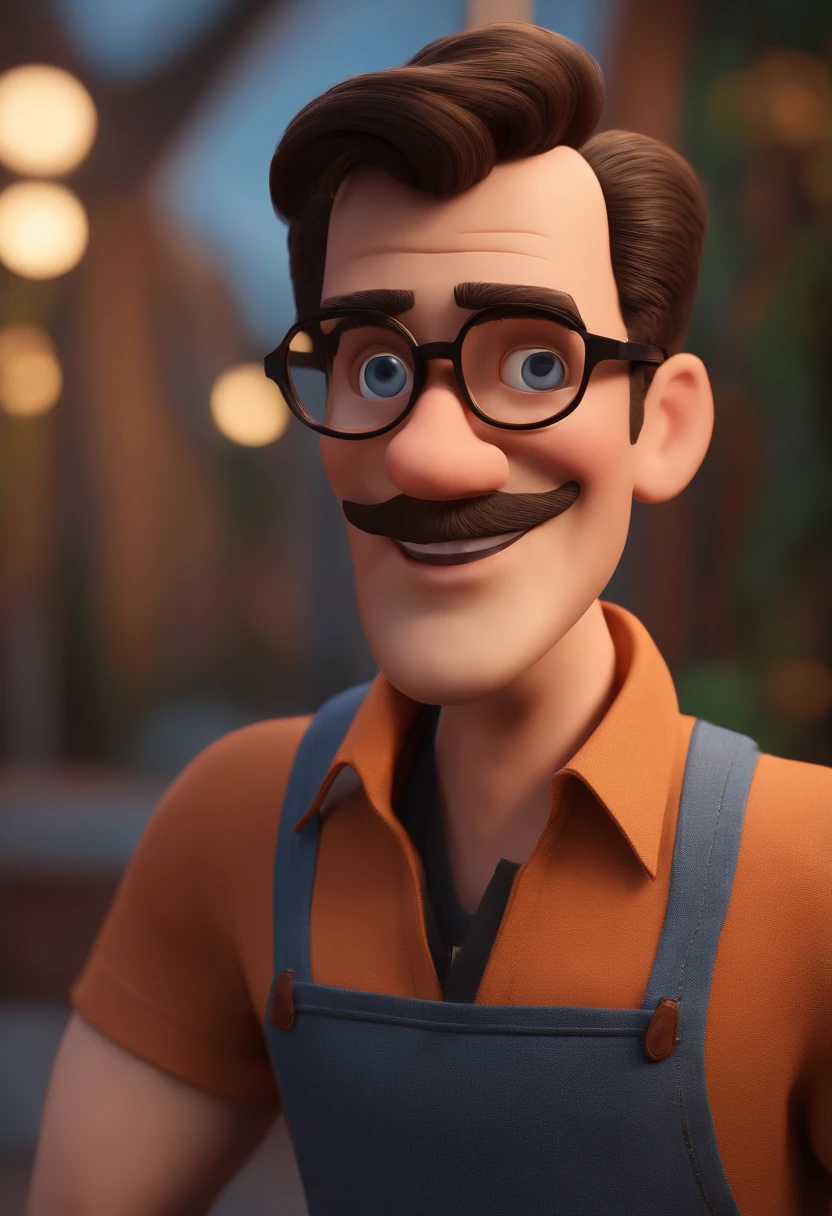 Cartoon character of a man with black glasses and a blue shirt, animation character, Caractere estilizado, animation style rendering, 3D estilizado, Arnold Maya render, 3 d render stylized, toon render keyshot, Personagem 3D, Personagem 3D, 3d rendering stylized, 3 d character render, personagem de desenho animado, Personagem de close up, Pose de personagem, (Estilo Pixar) (master part:1.2) (Bokeh) (best quality) (pele detalhada) (textura detalhada) (8k) (argila) (Cinematic lighting) (foco nítido