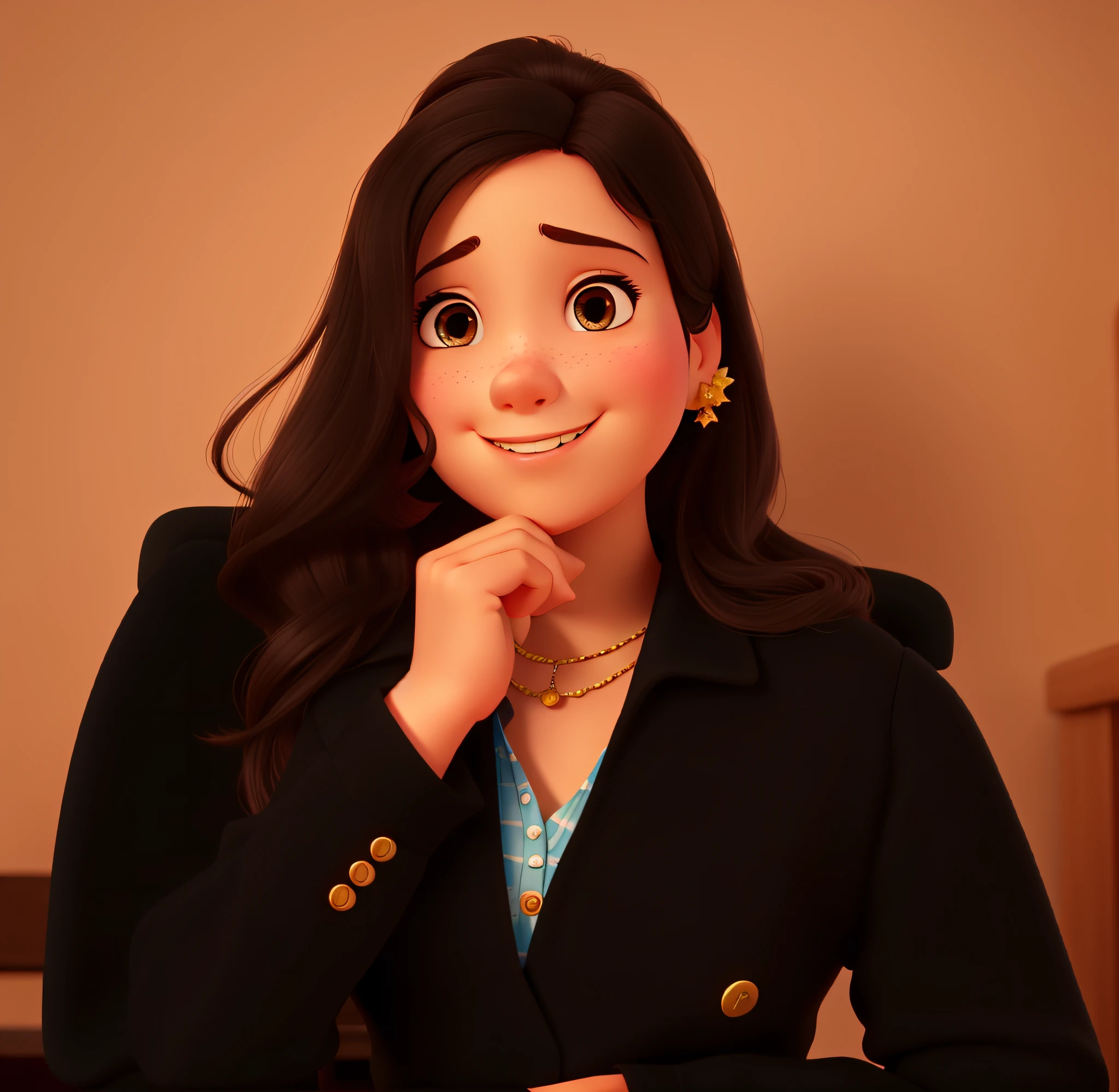 A young lady in the style of disney pixar