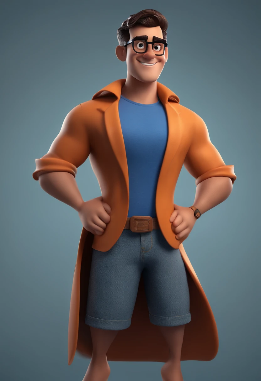 Cartoon character of a man with black glasses and a blue shirt, animation character, Caractere estilizado, animation style rendering, 3D estilizado, Arnold Maya render, 3 d render stylized, toon render keyshot, Personagem 3D, Personagem 3D, 3d rendering stylized, 3 d character render, personagem de desenho animado, Personagem de close up, Pose de personagem, (Estilo Pixar) (master part:1.2) (Bokeh) (best quality) (pele detalhada) (textura detalhada) (8k) (argila) (Cinematic lighting) (foco nítido