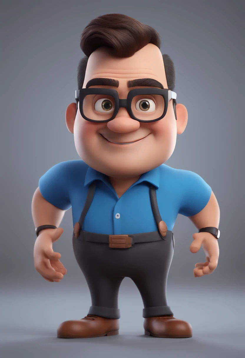 Cartoon character of a man with black glasses and a blue shirt, animation character, Caractere estilizado, animation style rendering, 3D estilizado, Arnold Maya render, 3 d render stylized, toon render keyshot, Personagem 3D, Personagem 3D, 3d rendering stylized, 3 d character render, personagem de desenho animado, Personagem de close up, Pose de personagem, (Estilo Pixar) (master part:1.2) (Bokeh) (best quality) (pele detalhada) (textura detalhada) (8k) (argila) (Cinematic lighting) (foco nítido