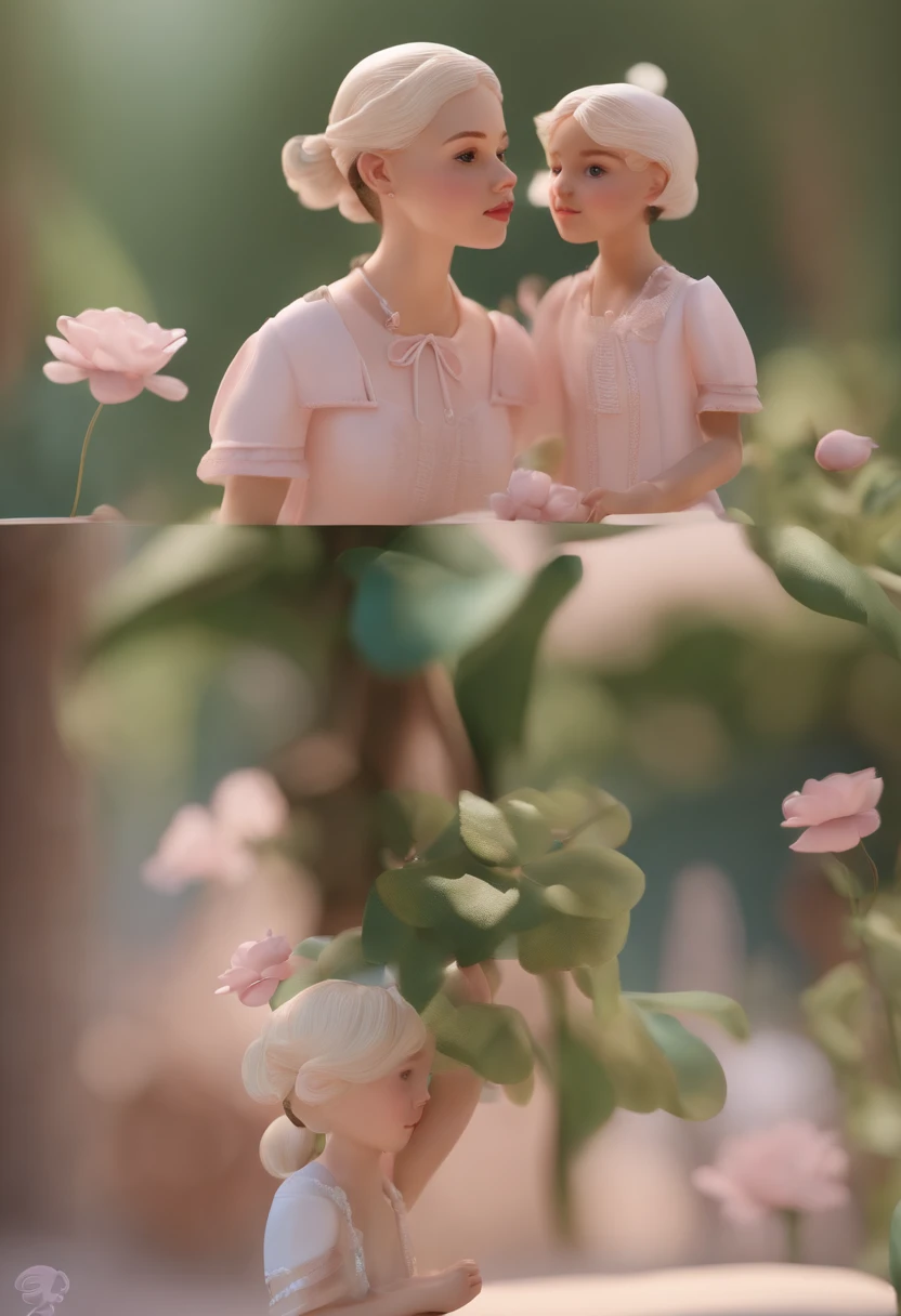Modelo delicado do PVC 3D da menina jovem bonito, Olhando para o Viewer, soft smooth lighting, with soft pastel colors, 3d icon clay render, Lente de 120mm, 3d blender rendering, trending on polycount, Construtivismo modular