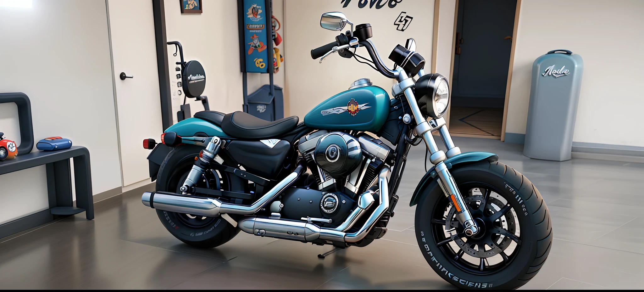 harley sportster  estilo disney pixar, alta qualidade, melhor qualidade