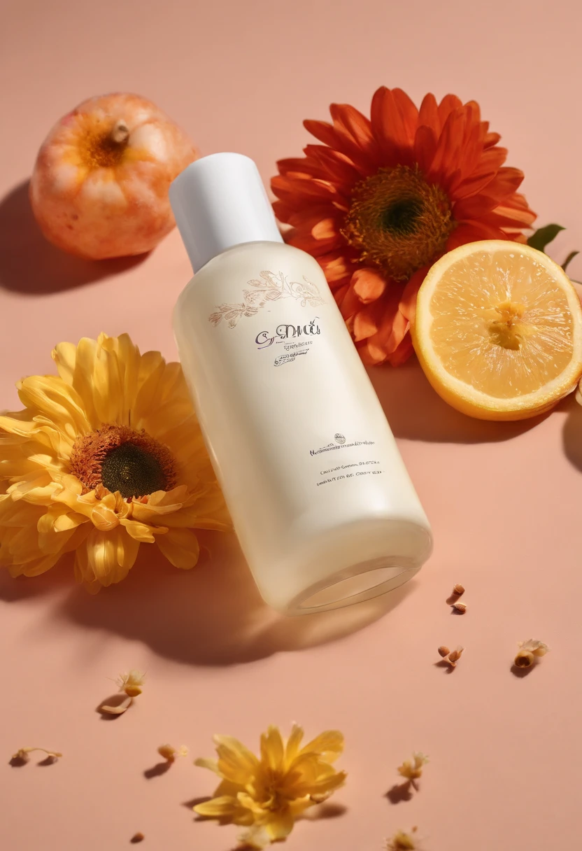 (Best quality,4K,8K,A high resolution,Masterpiece:1.2),Ultra-detailed,(Realistic,Photorealistic,photo-realistic:1.37),One bottle(Huang Jixiu)Close-up of cleansing oil and selected flowers, Clean face and body skin, Skincare, skin care, Take a picture of your skincare brand, Product photography, professional product shot, products shot, products shot, product display photograph, professional product photo, products shot, Minimalist design, photo product, natural skin tones, Clean gloss, natural skin tones, miniature product photo