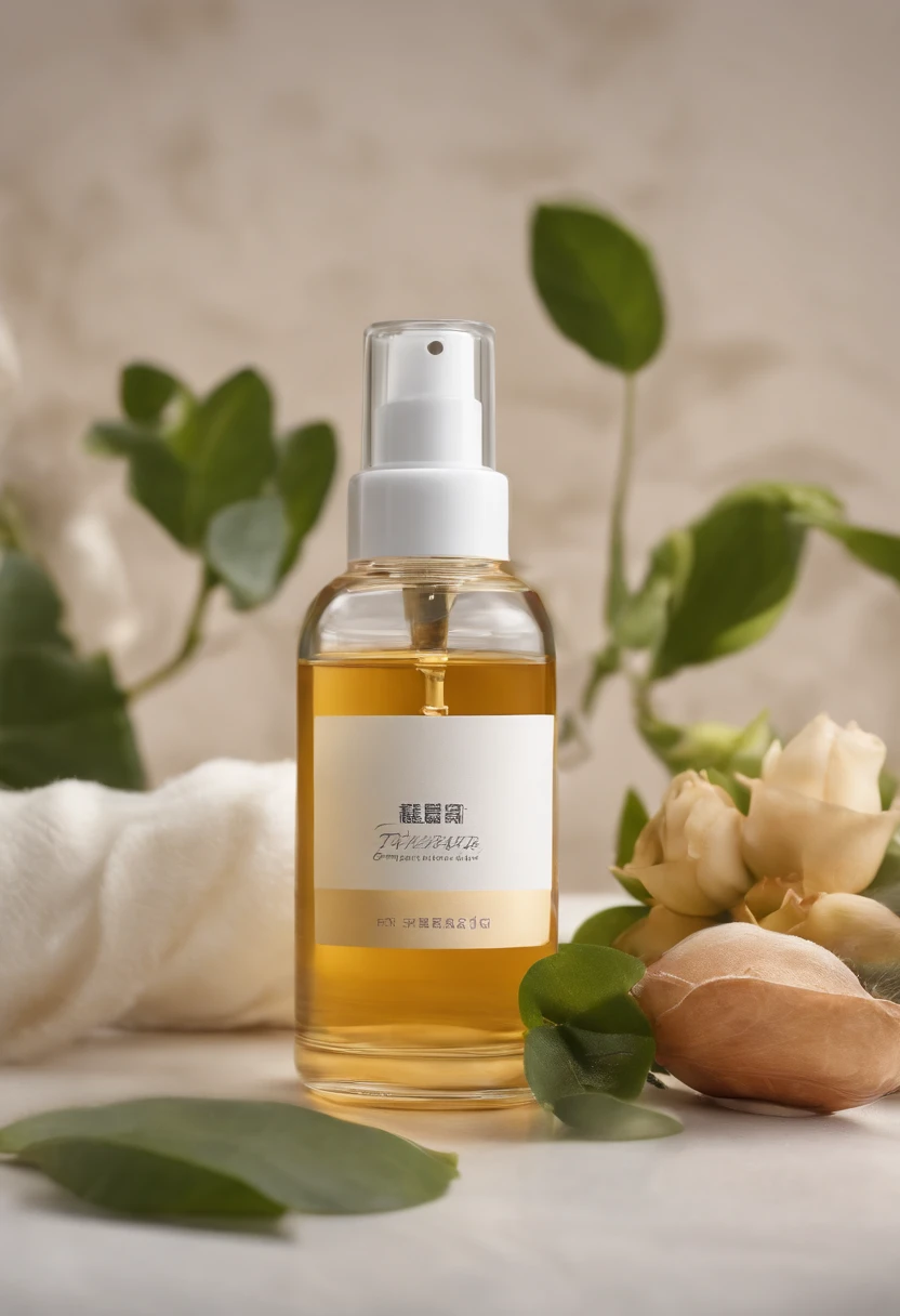 (Best quality,4K,8K,A high resolution,Masterpiece:1.2),Ultra-detailed,(Realistic,Photorealistic,photo-realistic:1.37),One bottle(Huang Jixiu)Close-up of cleansing oil and selected flowers, Clean face and body skin, Skincare, skin care, Take a picture of your skincare brand, Product photography, professional product shot, products shot, products shot, product display photograph, professional product photo, products shot, Minimalist design, photo product, natural skin tones, Clean gloss, natural skin tones, miniature product photo