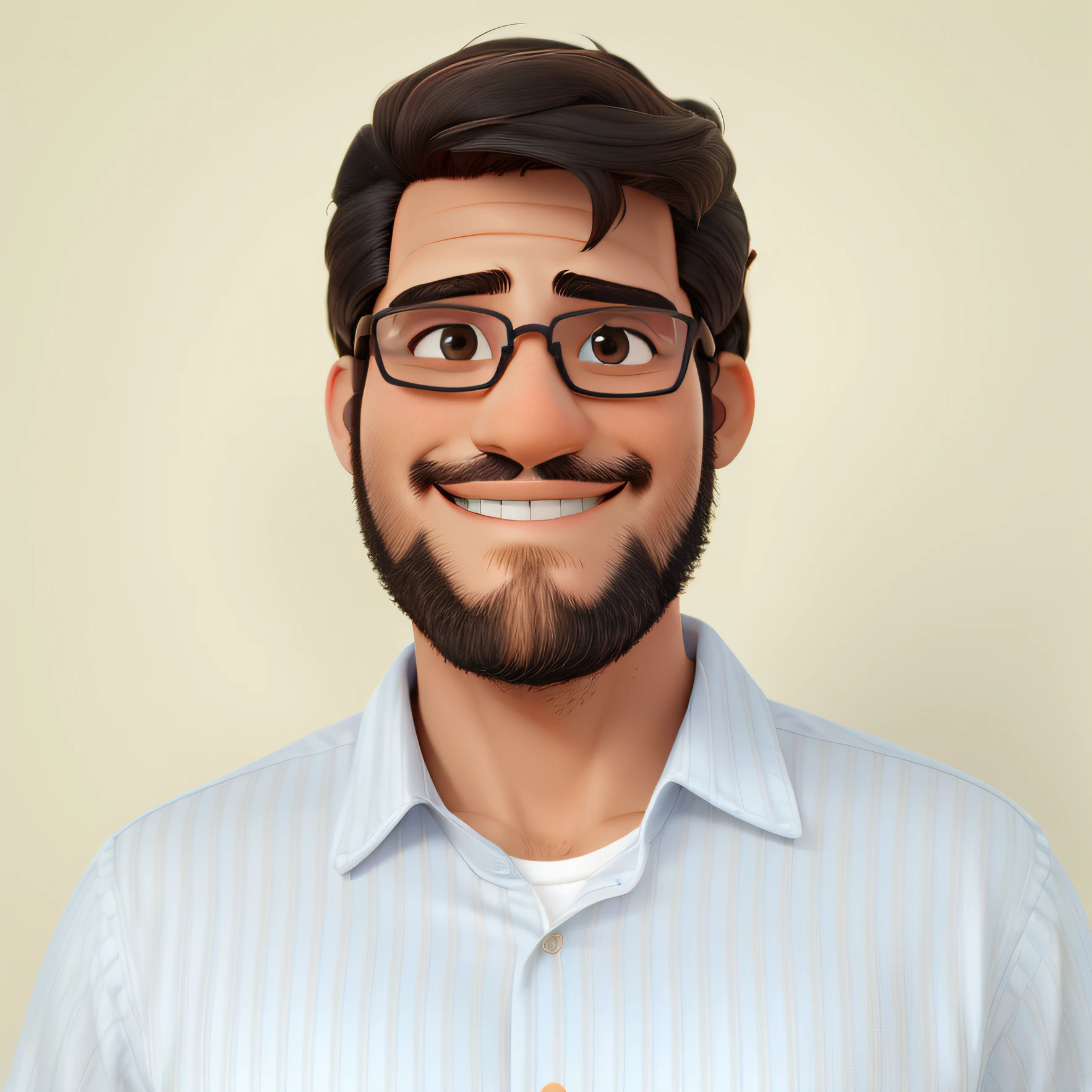 homem de frente, cabelos e barba pretas, Wearing Smiling Glasses
