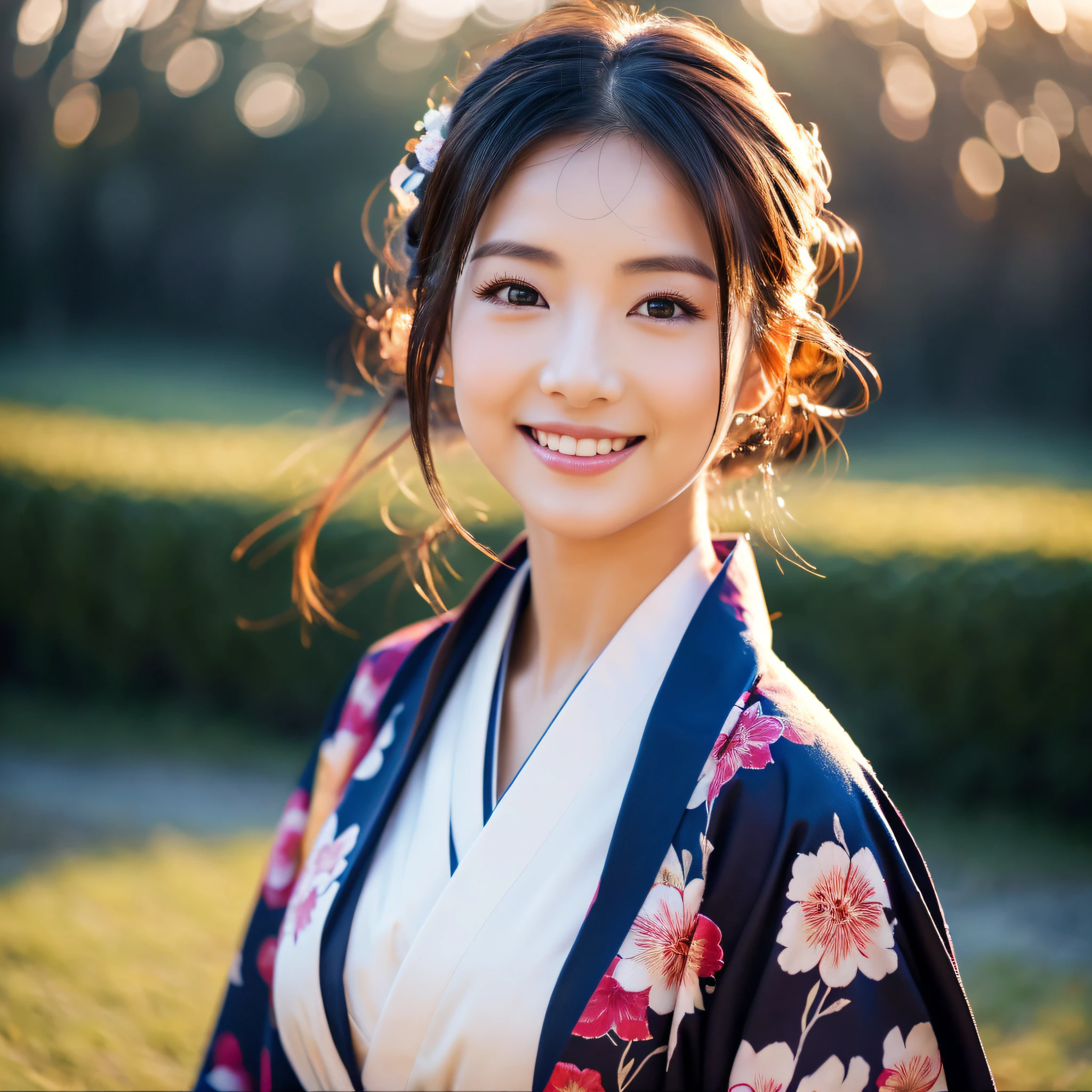 (Super beautiful woman in kimono)、((best qualtiy、8k masterpieces:1.3))、foco nítido:1.2、(ultra beautiful faces:1.0)、(shinny skin:1.0)、photos realistic、A dark-haired、Video Lighting、High-definition eyes and face、Video Lighting、Japanese actressl、from the front side、medium breasts、With a happy smile、Slender Abs Beauty、Whole body、wearing kimonos、In a snowy landscape