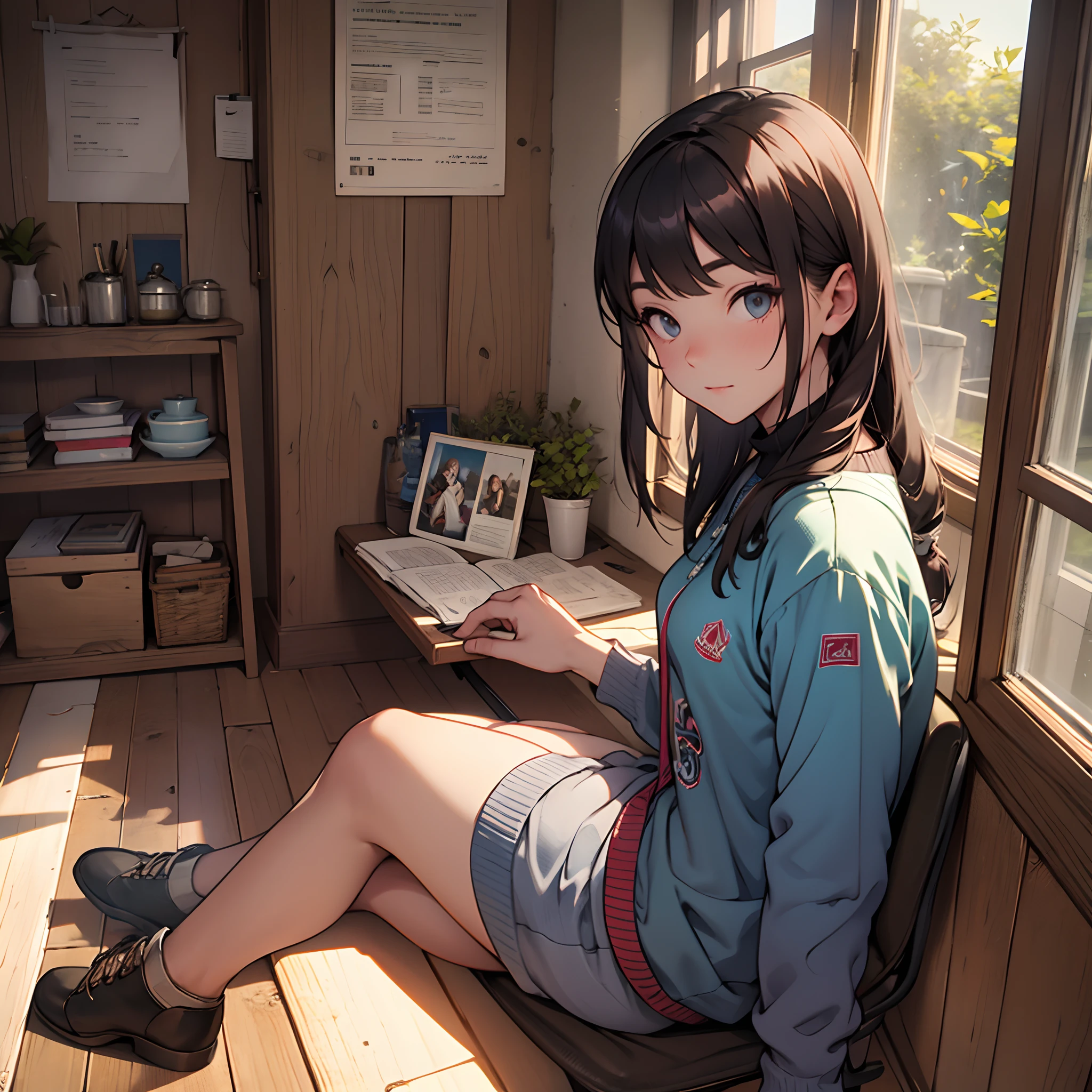 The girl sitting by the window frame --auto --s2