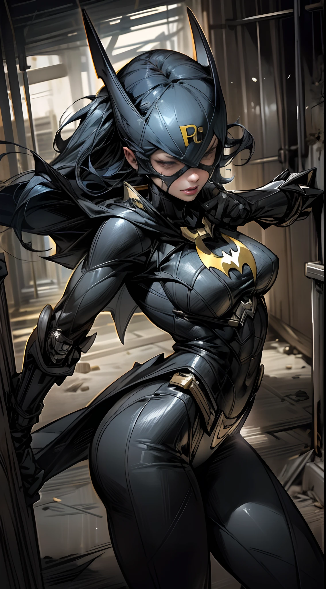 (Marvel's Black Panther, based on the costumes from the Marvel films), (work of art), (ultra detailed), cinematic, (8k resolution), (extremely detailed and technological), Abstract expressionism painting "Hyperion", Black Panther Goddess , technological armor, swimsuit armor showing pussy, epic technological image, epic posture, legendary, crouched posture with hands on the ground, flexible body, legs spread sexy. dark environment, digital painting, concept art portrait of the character, (sexy female body with curves, ((face completely covered using black panther mask, sharp panther teeth)), glowing energy, gold details, impressive cleavage, very open, (extremely long and beautiful natural breasts, large, breasts popping out of the cleavage, dark nipples showing), Get close to emphasize the beautiful cleavage, close-up on the sagging breasts), the most beautiful and sexiest character of all.