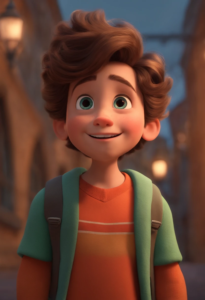 Image of a boy for a story in a YouTube video in Pixar format, He's the little allabester, He's the class leader, He's outgoing, Playful and gets up for a lot of things