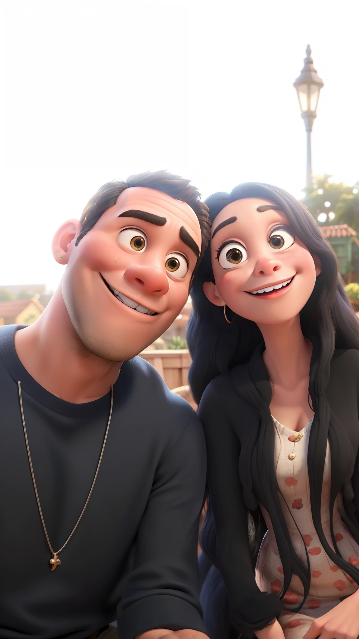 Disney Pixar Cartoon casamento, um homem negro e uma mulher branca, jovens