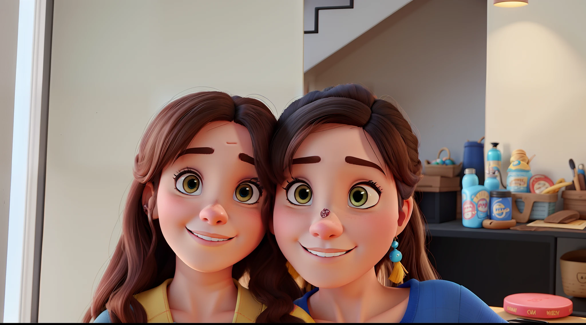 Mae e filha estilo disney pixar, alta qualidade, melhor qualidade