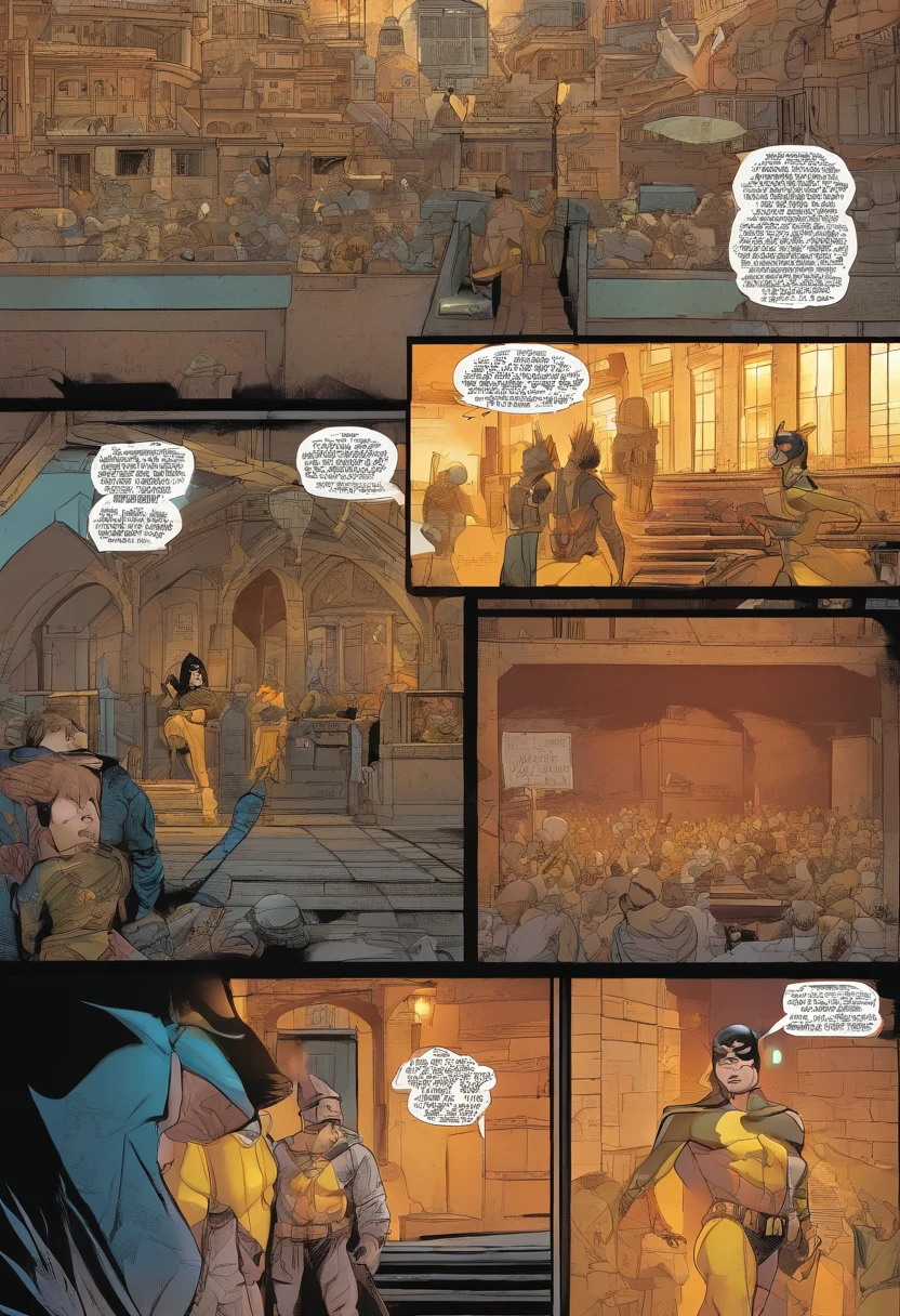 Batgirl in a black tights in DC Comics stands in front of a group of male prisoners, huge tit, Buttock augmentation ,Soaked all over, Her expression was nervous, The prisoners looked at her intently, Fall into a dimly lit alley,with intense rain, full body pov, 32K, Best quality, Masterpiece, Super detail, High details ,