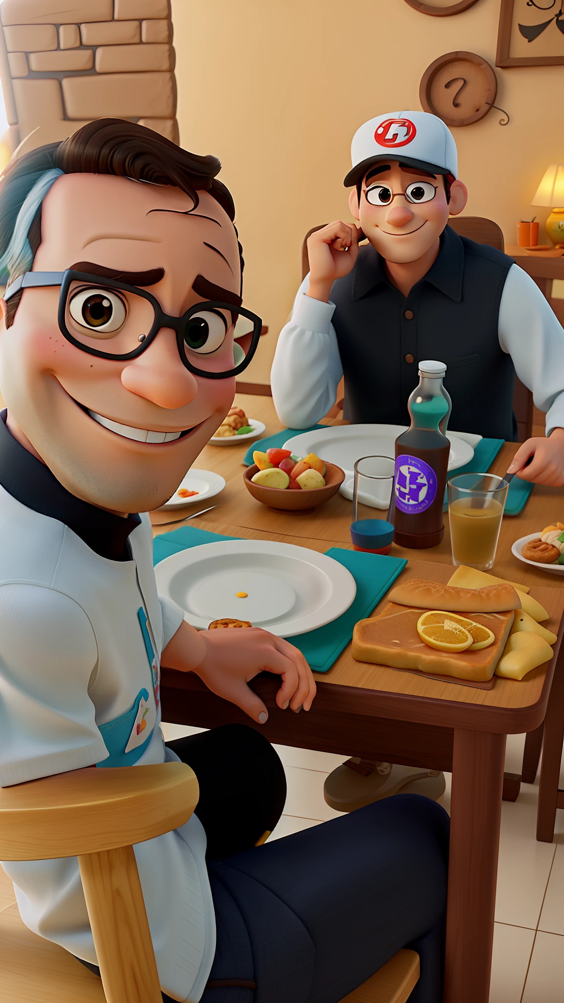 CASAL EM RESTAURANTE ESTILO DINEY PIXAR. ALTA QUALIDADE MELHOR QUALIDADE