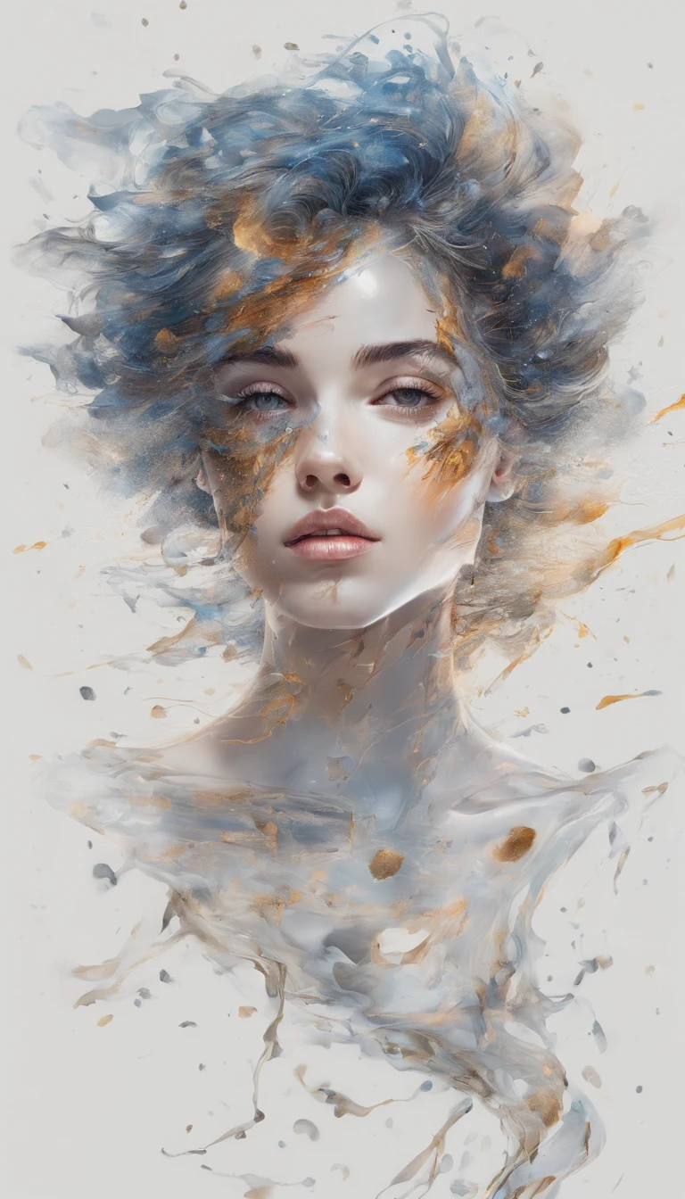 charcoal lines, strong shadows and bright highlights, carne griffiths,  girl, pascal blanche, hyper-realistic character, elegance, dramatic lighting, greyscale, concept art, hyper detailed