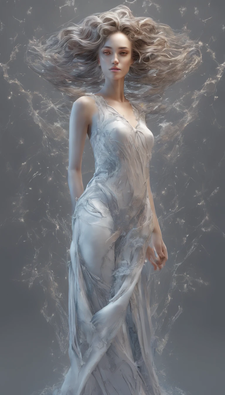 Perfect centralization, Fantastic Particles, Delight, Standing position, beleza abstrata, centro, looking at the camera, Facing the camera, nearing perfection, Dynamic, altamente detalhado, liso, foco nítido, 8k, A high resolution, illustration, arte de Carne Griffiths e Wadim Kashin, A background with distinct features, Plano de fundo com cor de fragmento, tons vívídos |, Fundo da nebulosa de tinta, de 17 anos cor de mel, cabelos morenos,The Shape of the Athletic Physique, extremamente detalhado,Dispel particles