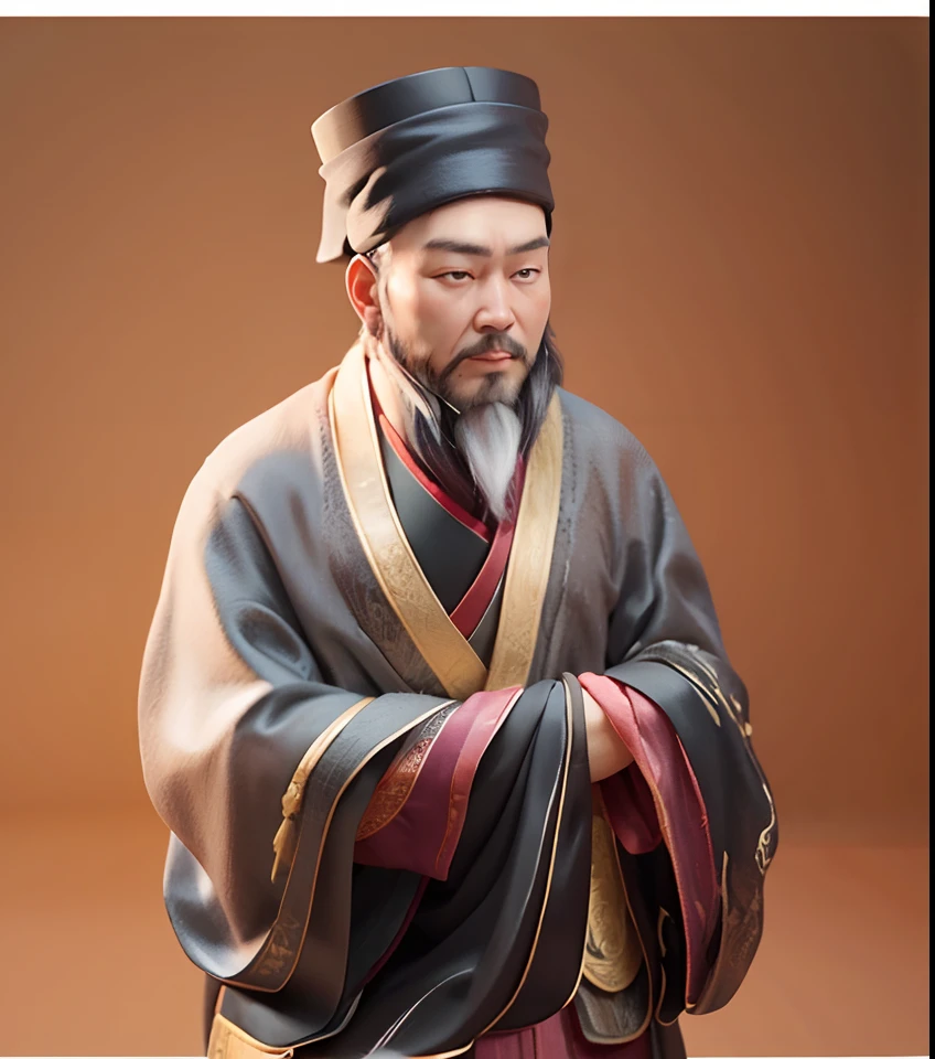 Painting of a man with an off-white beard and gray robe, Black-gray hat,by Emperor Huizong of Song, zhang daqian, feng shu, qi sheng luo, by Xuande Emperor, inspired by Zhang Shunzi, Yang Qi, style of guo hua, song nan li, hua cheng, yuan - ti, by Gu Kaizhi,3 d model,UE4 engine,Realistic PBR material,Canon 85 mm,
