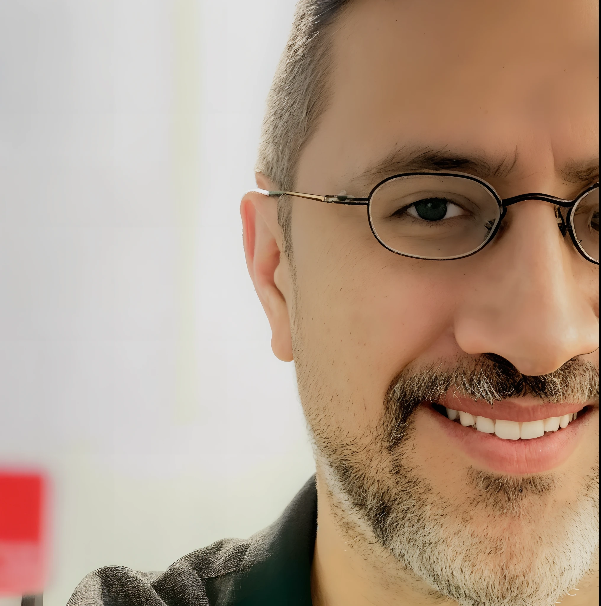 Smiling man with glasses and beard wearing a gray shirt, Emad Mostaque, Genndy Tartakovsky, Postagem no Reddit, Reza Afshar, Ted Nasmit, David Finalizar Compra, foto de retrato detalhada, Farid Ghanbari, Mahmud Barzanji, mutahar rindo, medium head to shoulder shot, with glasses and goatee, Directed by: Luis Miranda