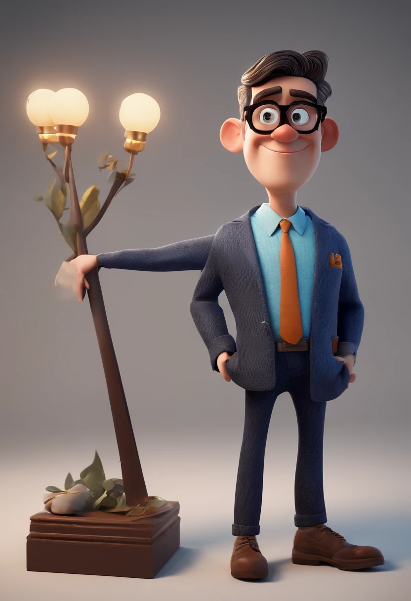 Cartoon character of a man with black glasses and a blue shirt, animation character, Caractere estilizado, animation style rendering, 3D estilizado, Arnold Maya render, 3 d render stylized, toon render keyshot, Personagem 3D, Personagem 3D, 3d rendering stylized, 3 d character render, personagem de desenho animado, Personagem de close up, Pose de personagem, (Estilo Pixar) (master part:1.2) (Bokeh) (best quality) (pele detalhada) (textura detalhada) (8k) (argila) (Cinematic lighting) (foco nítido
