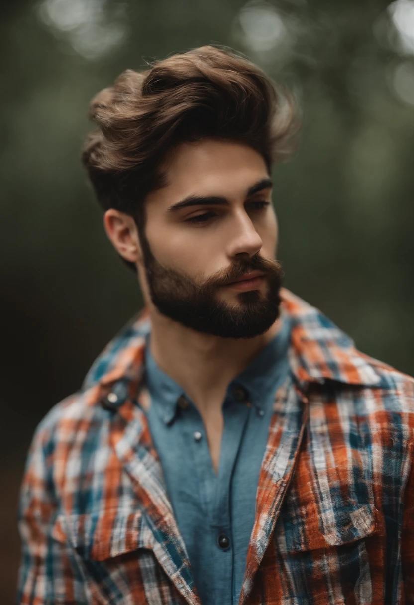 um jovem de 22 anos com uma altura de 1.86 moreno com barba e cabelo grandes cacheados