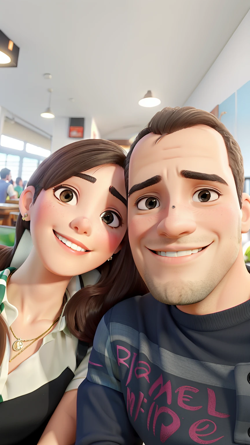 Casal feliz no restaurante