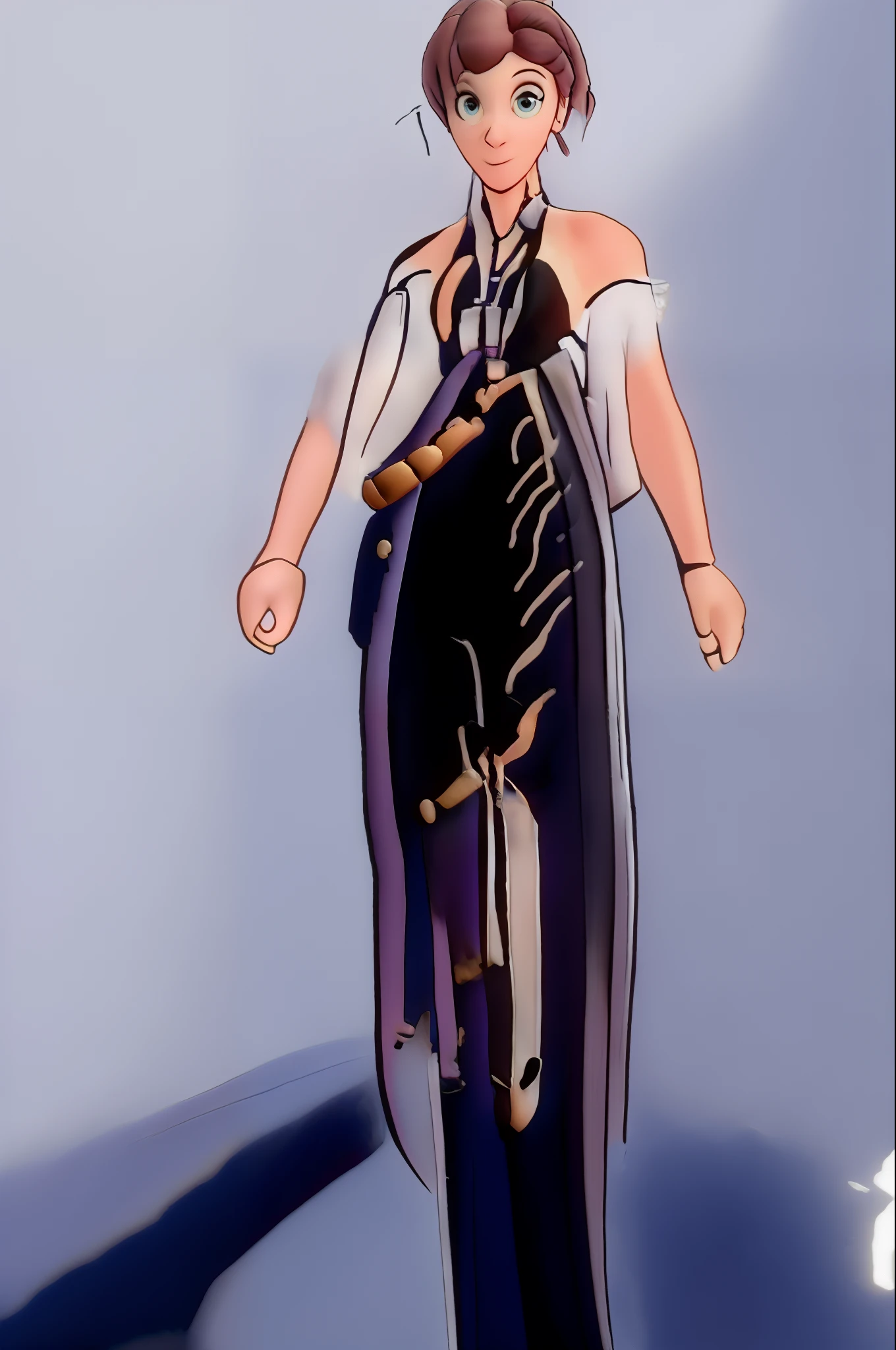 Obra-prima, estilo Disney pixar, de melhor qualidade, uma mulher de 35 anos, posando para foto, uma igreja ao fundo