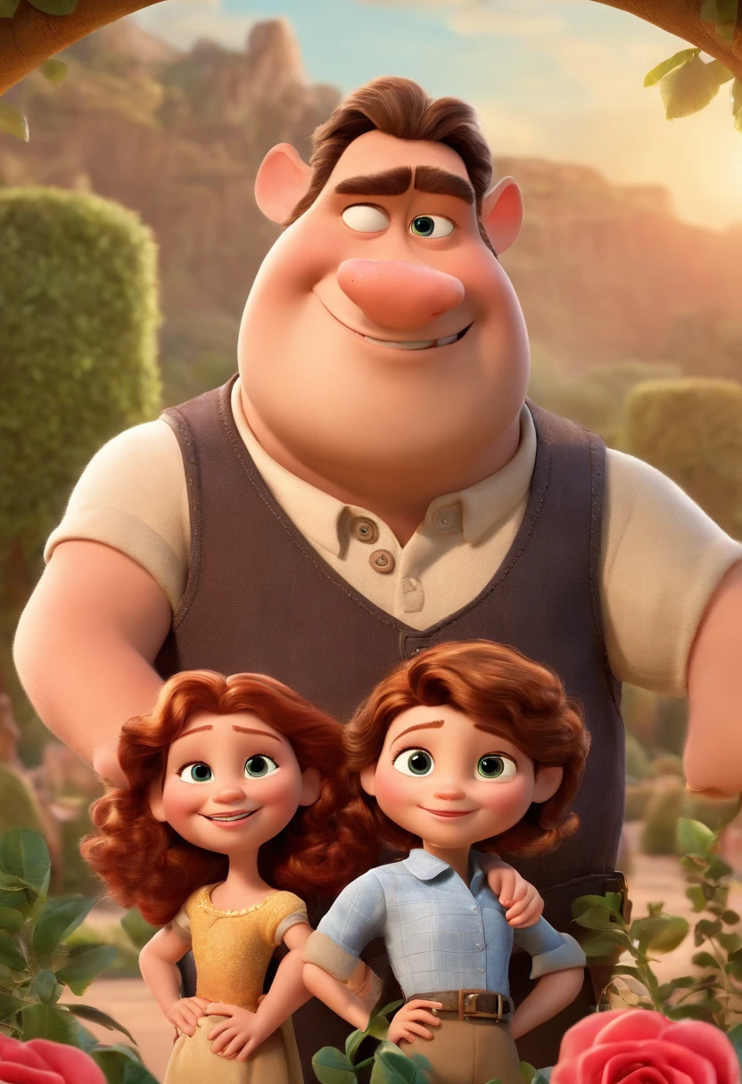 Estilo Pixar: The grown man is holding a naked blue-eyed boy and in his other hand he is holding a pair of scissors and is trying to cut off the boy's testicles,3D Poster,Disney