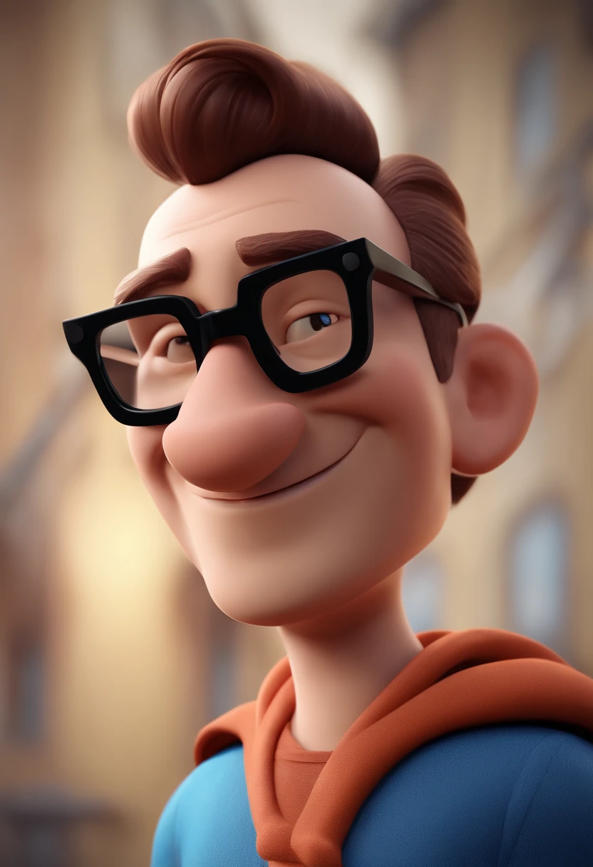 Cartoon character of a man with black glasses and a blue shirt, animation character, Caractere estilizado, animation style rendering, 3D estilizado, Arnold Maya render, 3 d render stylized, toon render keyshot, Personagem 3D, Personagem 3D, 3d rendering stylized, 3 d character render, personagem de desenho animado, Personagem de close up, Pose de personagem, (Estilo Pixar) (master part:1.2) (Bokeh) (best quality) (pele detalhada) (textura detalhada) (8k) (argila) (Cinematic lighting) (foco nítido