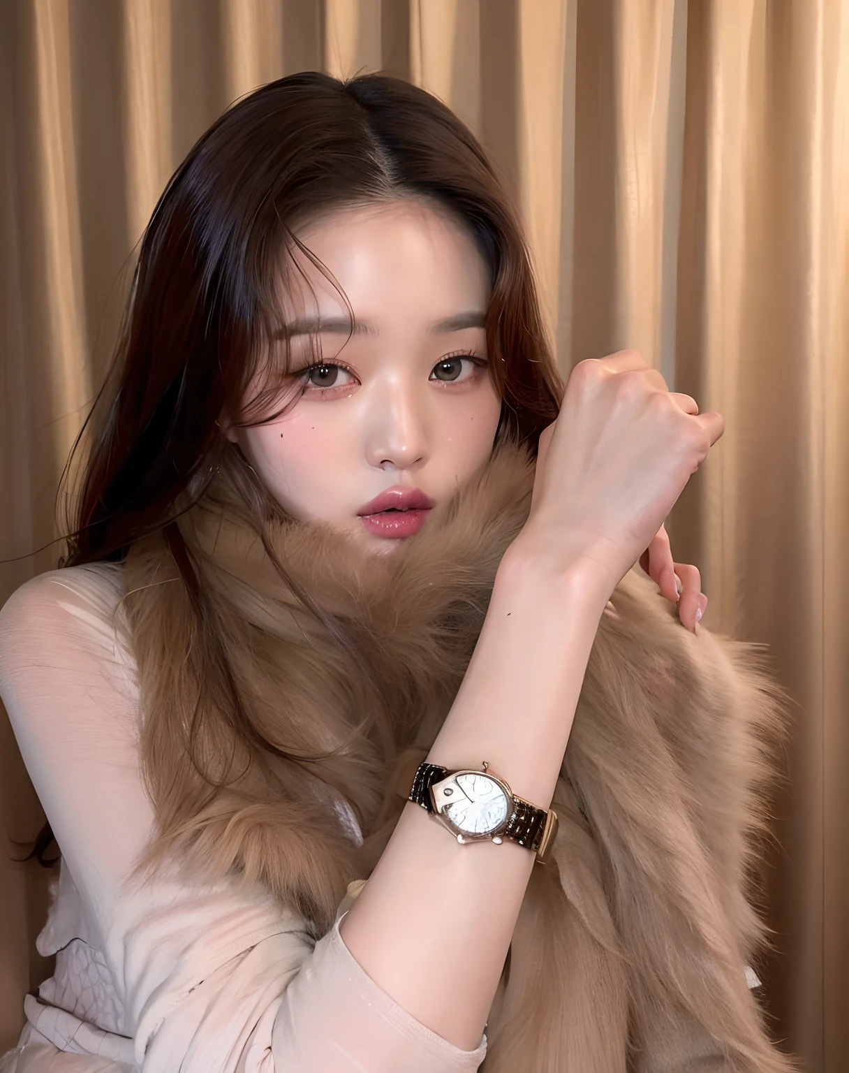 Araffe woman with a leather necklace and a watch on her wrist, Jinyoung Shin, Heonhwa Choe, Lee Ji - Eun, Lee Ji-eun, ulzzang, Parque Ji-min, Hermosa joven coreana, Modelo de moda fe****** coreana, Song Hye - Kyo, Bae Suzy, Sosteniendo un reloj de oro, ji-min, Jaeyeon Nam, exclusivo