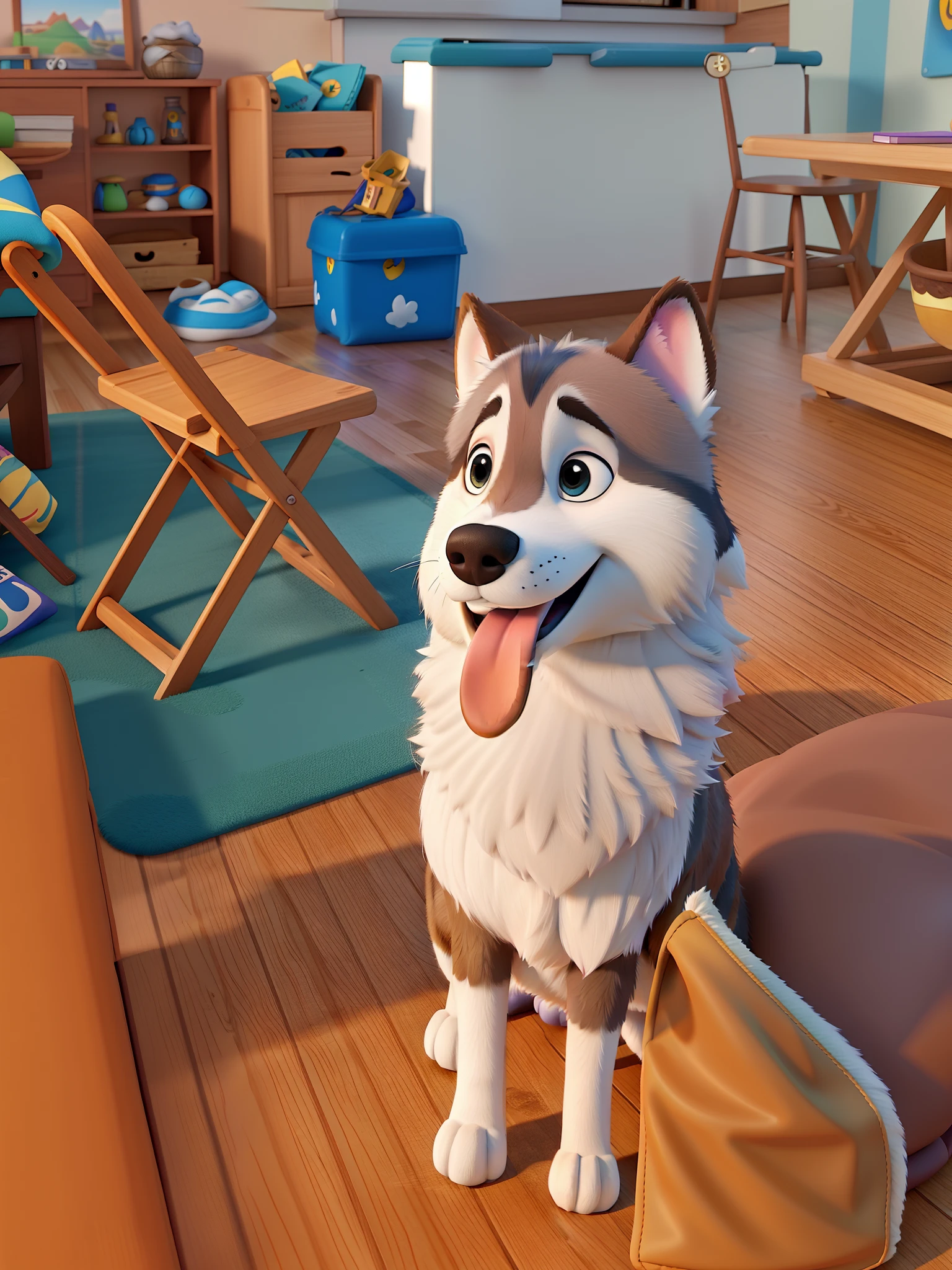 cachorro husky fofo estilo Disney pixar, alta qualidade, melhor qualidade