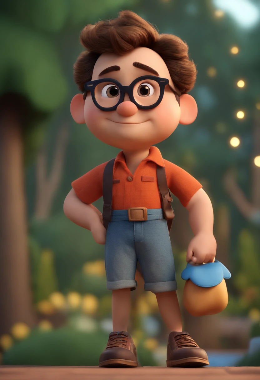 Cartoon character of a man wearing black glasses and a blue shirt, um personagem animado, Caractere estilizado, animation style rendering, 3D estilizado, Arnold Maya render, 3 d render stylized, toon render keyshot, Personagem 3D, Personagem 3D, 3d rendering stylized, 3 d character render, personagem de desenho animado, Personagem de close up, Pose de personagem, (Estilo Pixar) (master part:1.2) (Bokeh) (best quality) (pele detalhada) (textura detalhada) (8k) (argila) (Cinematic lighting) (foco nítido,Senta e vaza a parte superior do corpo