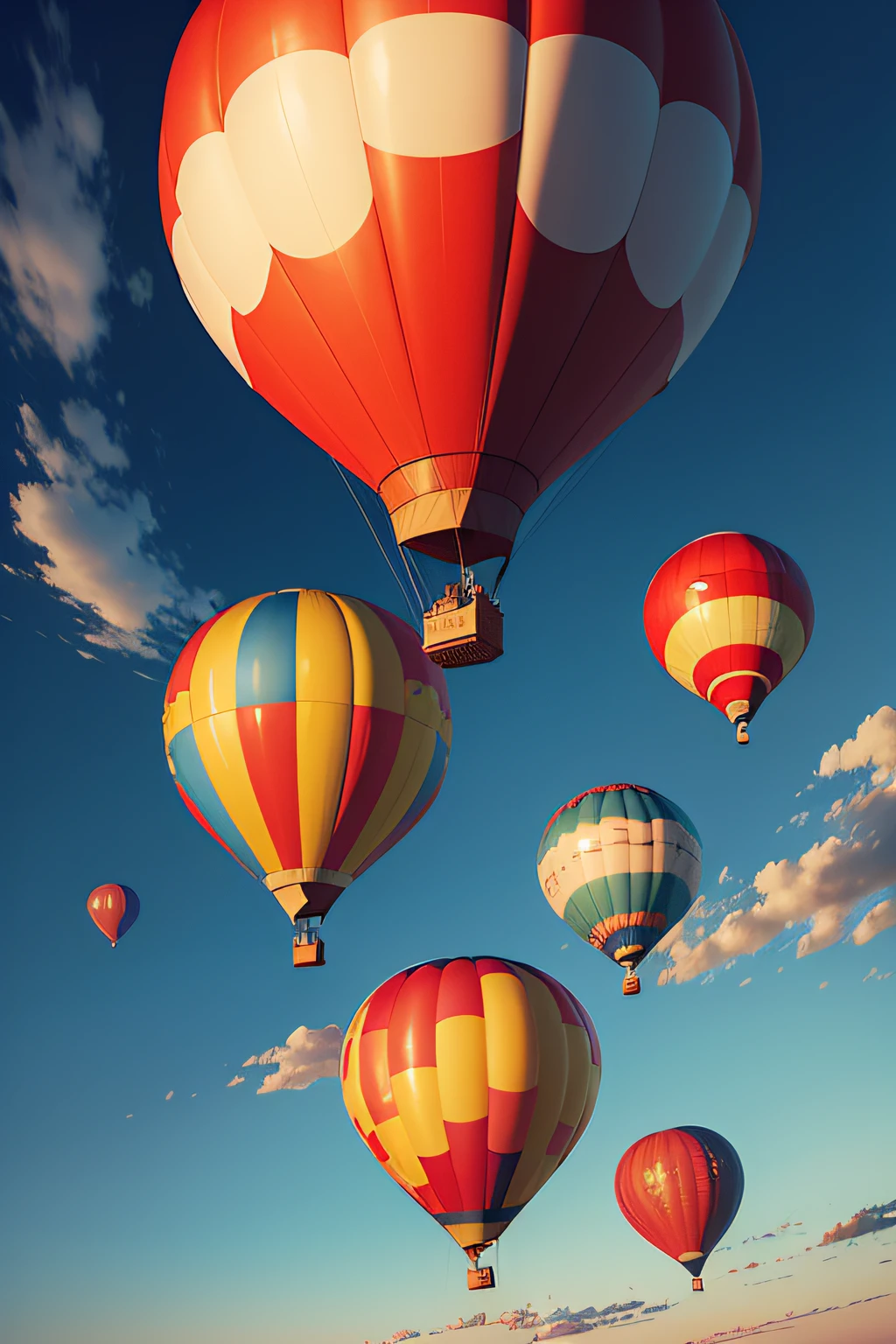 hot air balloon,beautiful sky