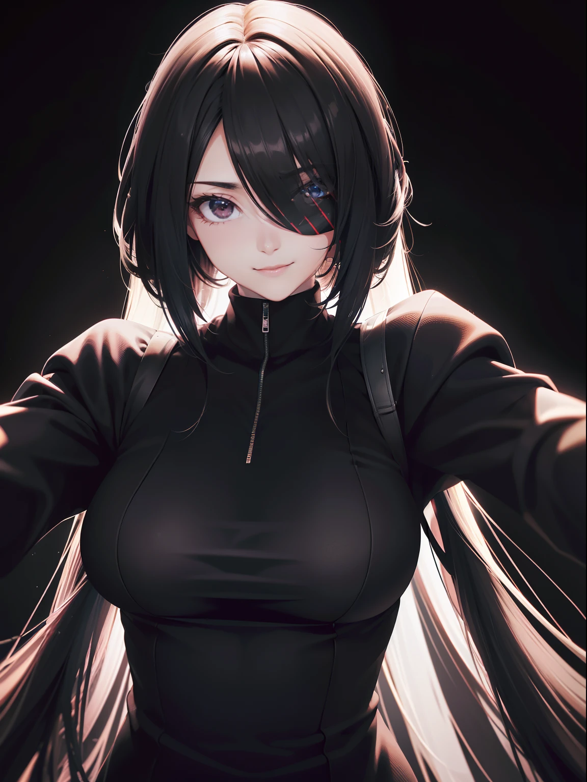 ((pegando grandes black bass))),((best quality, 8k, master part :1.3))cabelos pretos, long eyeslashes, solid circle eyes, Sorriso leve, sombra projetada, Anaglyph, Estereograma, atmosphric perspective, 8k, Super Detalhe, ccurate, best quality, middlebreasts,