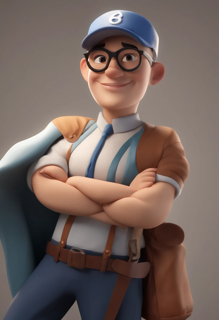 Personaje de dibujos animados de un hombre con gafas negras y una camisa azul, animation character, stylized character, Rendering animation styles, 3D estilizado, Arnold Maya render, 3D render estilizado, Toon renderizar keyshot, Personaje 3D, Personaje 3D, Renderizado 3D estilizado, Renderizado de 3 caracteres D, Personaje de dibujos animados, Personaje de primer plano, Pose del personaje, (estilo pixar) (Pieza maestra:1.2) (Bokeh) (La mejor calidad) (Piel detallada) (Textura detallada) (8k) (arcilla) (cinematic lighting) (foco nítido